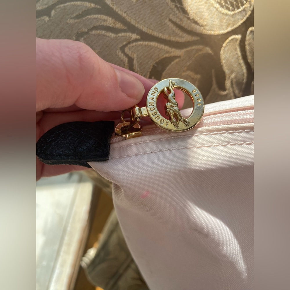 Longchamp Le Pliage Large Blush Pink Black Trim | Made in France | Rare Script - Picture 6 of 10